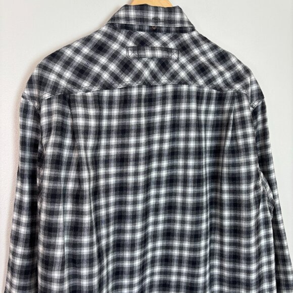 Duluth Trading Co Flannel Shirt Large Gray Plaid Cotton Blend Button-Front Men's - Picture 5 of 10